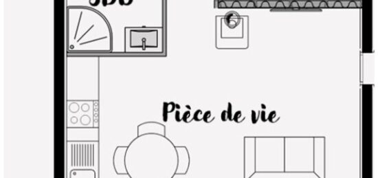 Plan de maison Surface terrain 43 m2 - 3 pièces - 1  chambre -  avec garage 